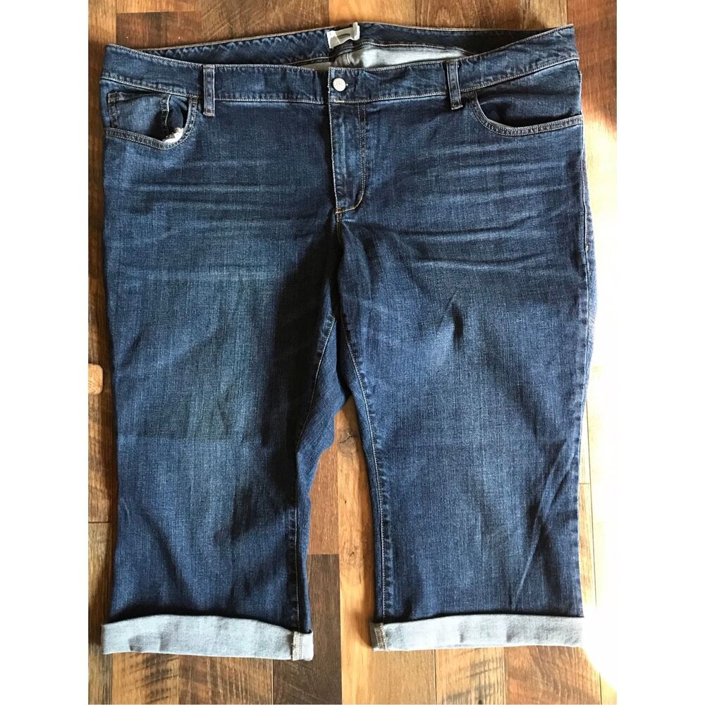 Old Navy capri denim jeans plus size 24 mid rise dark wash cotton blend cuffed